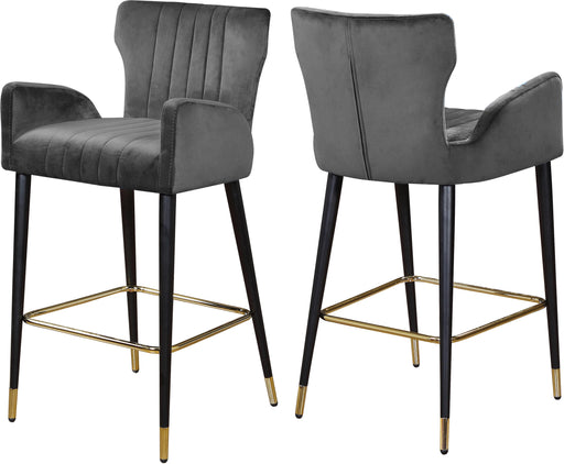 Luxe Grey Velvet Stool - Furniture Stars (Chicago, IL)