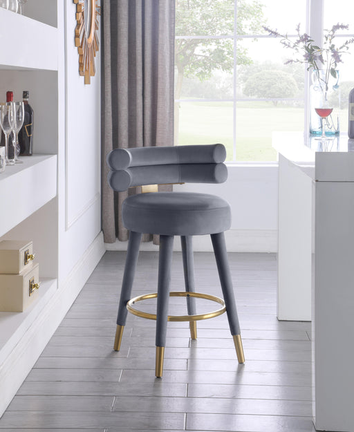 Fitzroy Grey Velvet Counter Stool - Furniture Stars (Chicago, IL)