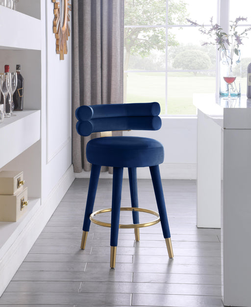 Fitzroy Navy Velvet Counter Stool - Furniture Stars (Chicago, IL)
