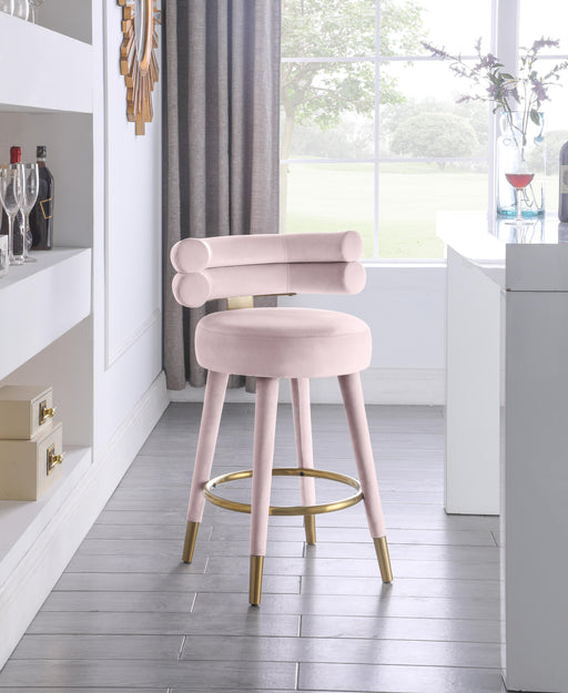 Fitzroy Pink Velvet Counter Stool - Furniture Stars (Chicago, IL)