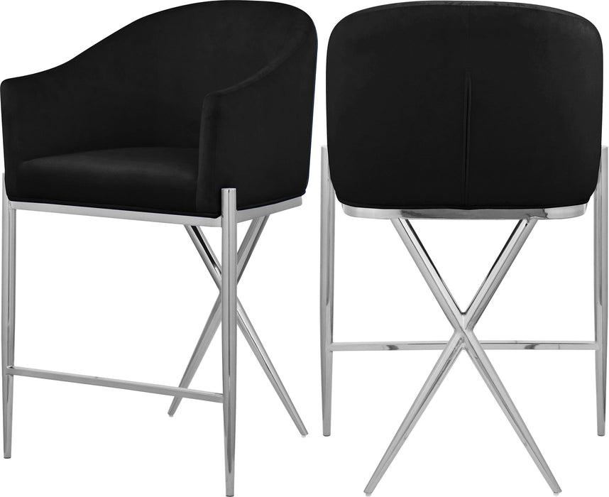 Xavier Black Velvet Counter Stool - Furniture Stars (Chicago, IL)