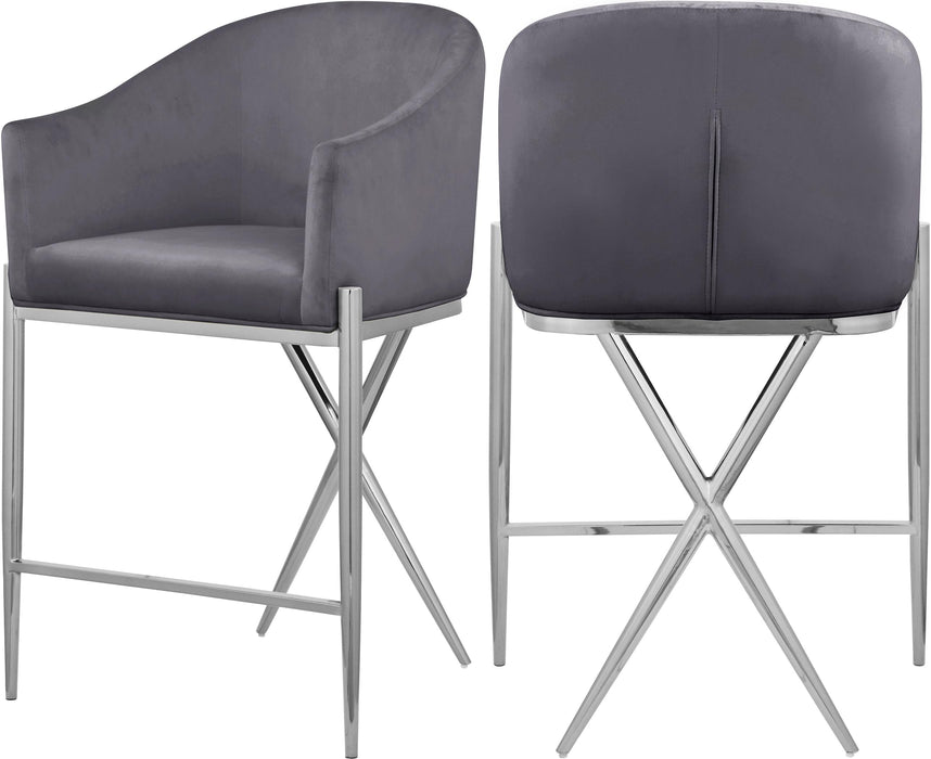 Xavier Grey Velvet Counter Stool - Furniture Stars (Chicago, IL)