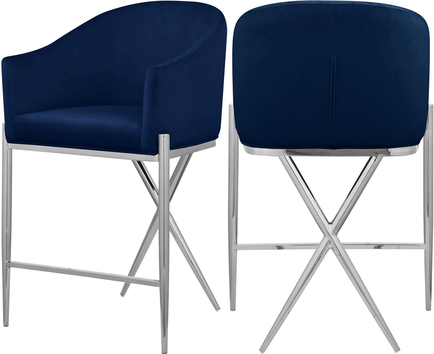 Xavier Navy Velvet Counter Stool - Furniture Stars (Chicago, IL)