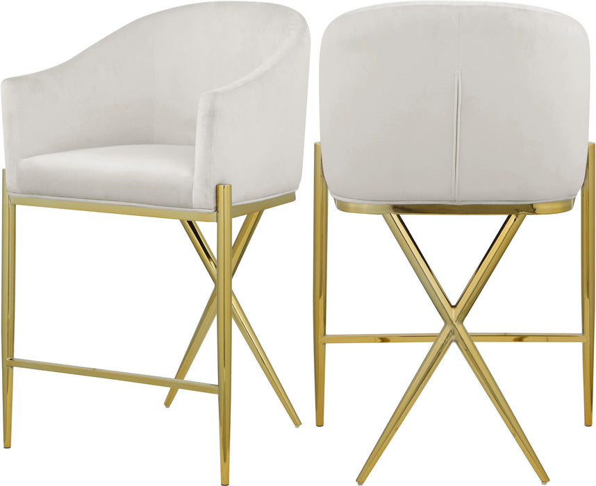 Xavier Cream Velvet Counter Stool - Furniture Stars (Chicago, IL)