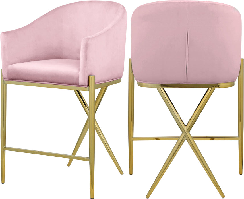Xavier Pink Velvet Counter Stool - Furniture Stars (Chicago, IL)