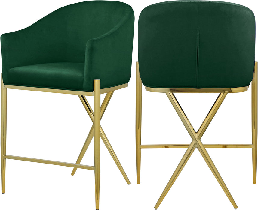 Xavier Green Velvet Counter Stool - Furniture Stars (Chicago, IL)