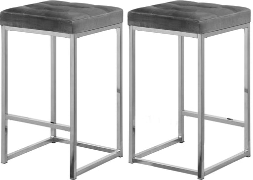 Nicola Grey Velvet Stool - Furniture Stars (Chicago, IL)