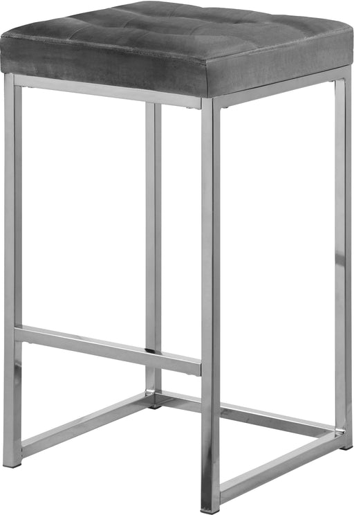 Nicola Grey Velvet Stool - Furniture Stars (Chicago, IL)