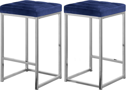 Nicola Navy Velvet Stool - Furniture Stars (Chicago, IL)