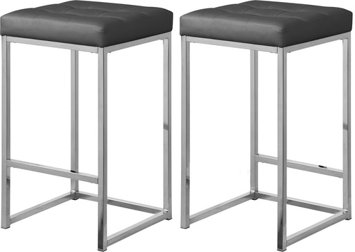 Nicola Grey Faux Leather Stool - Furniture Stars (Chicago, IL)