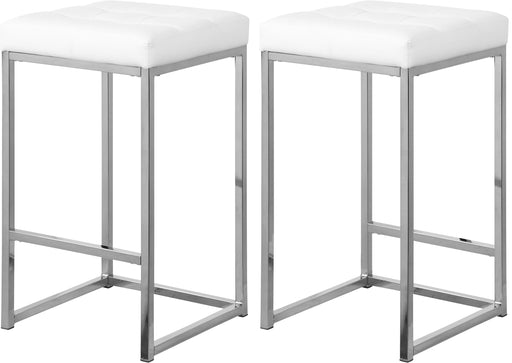 Nicola White Faux Leather Stool - Furniture Stars (Chicago, IL)