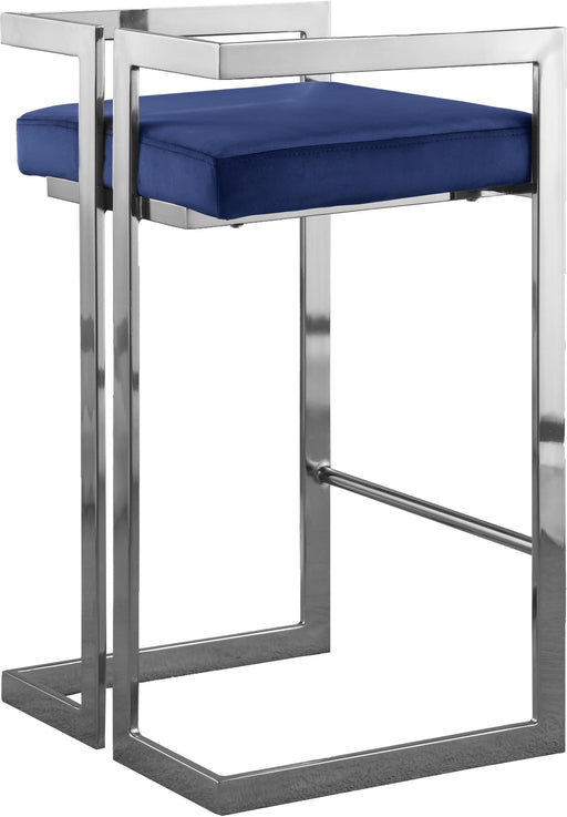 Ezra Navy Velvet Stool - Furniture Stars (Chicago, IL)