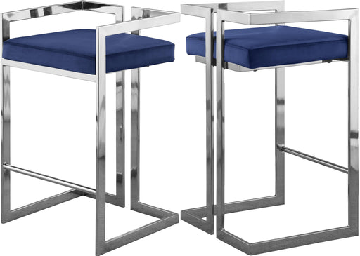 Ezra Navy Velvet Stool - Furniture Stars (Chicago, IL)