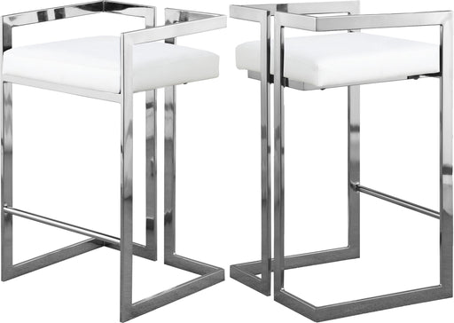 Ezra White Faux Leather Stool - Furniture Stars (Chicago, IL)