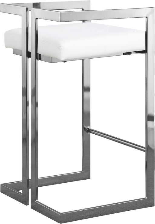Ezra White Faux Leather Stool - Furniture Stars (Chicago, IL)