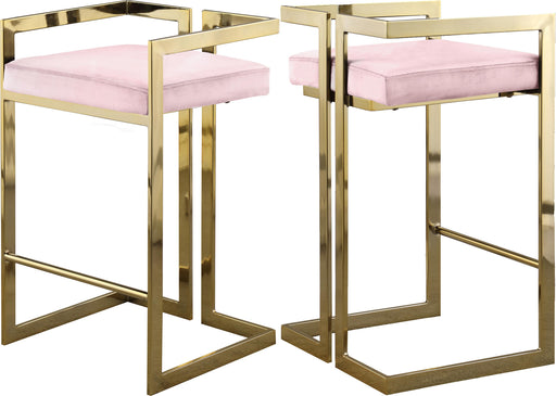 Ezra Pink Velvet Stool - Furniture Stars (Chicago, IL)