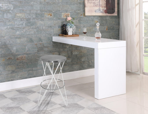 Mercury White / Silver Bar Stool - Furniture Stars (Chicago, IL)