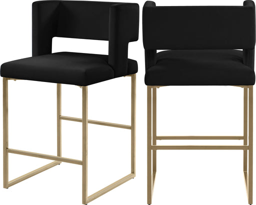 Caleb Black Velvet Counter Stool - Furniture Stars (Chicago, IL)