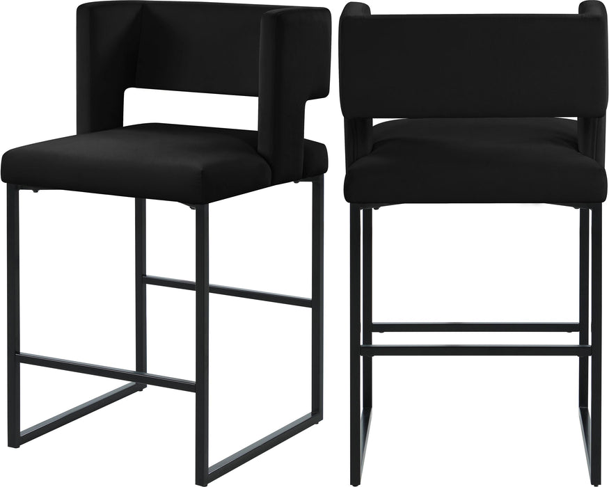 Caleb Black Velvet Counter Stool - Furniture Stars (Chicago, IL)