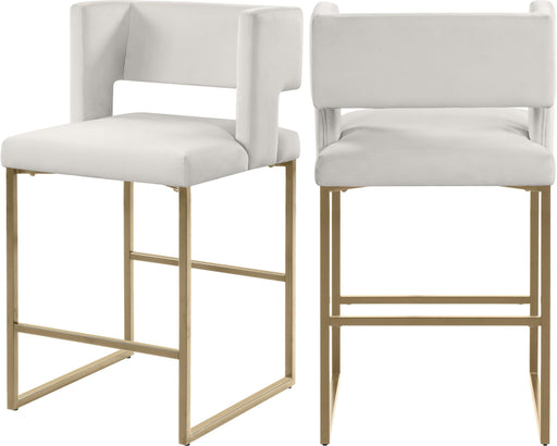 Caleb Cream Velvet Counter Stool - Furniture Stars (Chicago, IL)