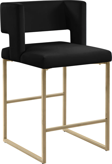Caleb Black Velvet Counter Stool - Furniture Stars (Chicago, IL)