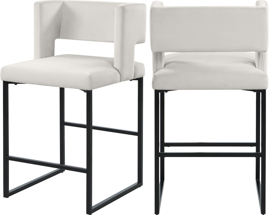 Caleb Cream Velvet Counter Stool - Furniture Stars (Chicago, IL)