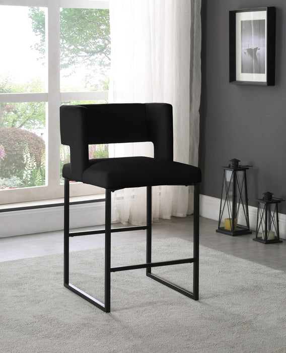 Caleb Black Velvet Counter Stool - Furniture Stars (Chicago, IL)