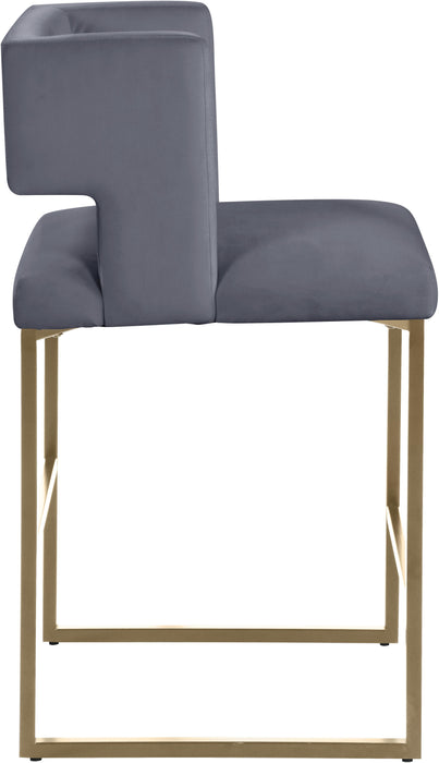 Caleb Grey Velvet Counter Stool - Furniture Stars (Chicago, IL)
