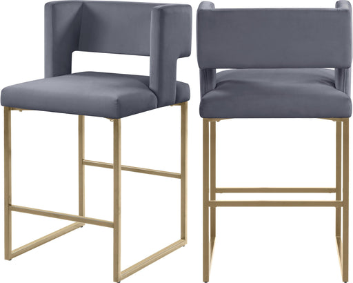 Caleb Grey Velvet Counter Stool - Furniture Stars (Chicago, IL)
