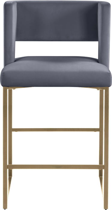 Caleb Grey Velvet Counter Stool - Furniture Stars (Chicago, IL)