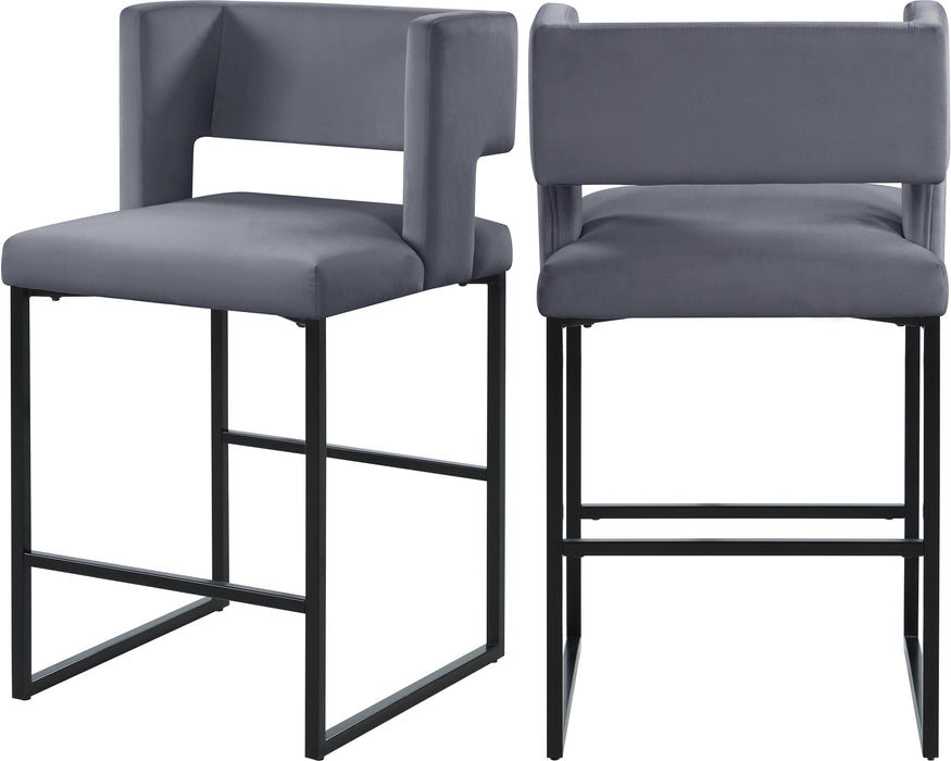 Caleb Grey Velvet Counter Stool - Furniture Stars (Chicago, IL)