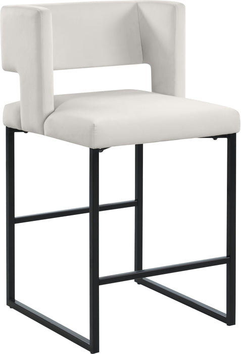 Caleb Cream Velvet Counter Stool - Furniture Stars (Chicago, IL)