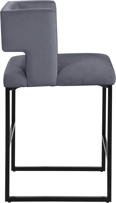 Caleb Grey Velvet Counter Stool - Furniture Stars (Chicago, IL)