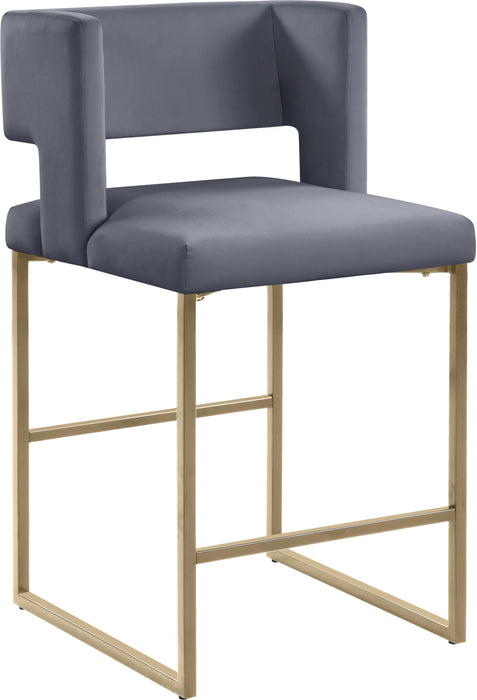 Caleb Grey Velvet Counter Stool - Furniture Stars (Chicago, IL)