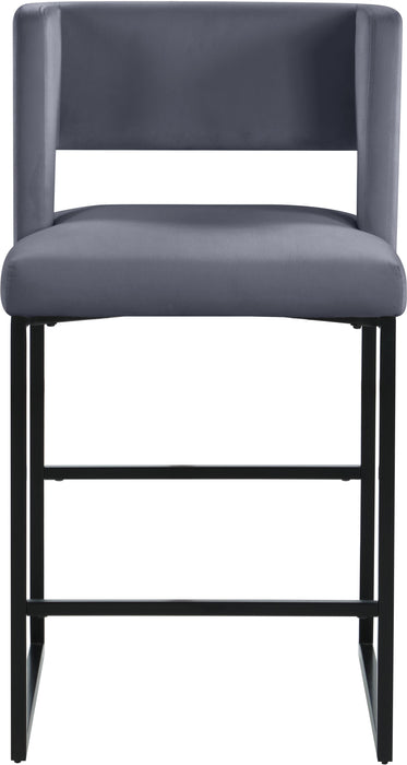 Caleb Grey Velvet Counter Stool - Furniture Stars (Chicago, IL)