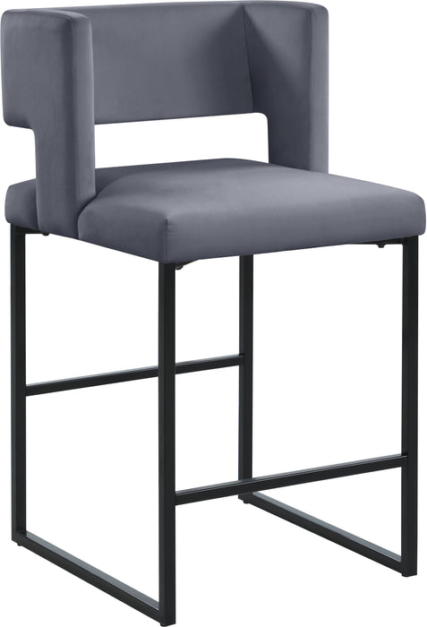 Caleb Grey Velvet Counter Stool - Furniture Stars (Chicago, IL)
