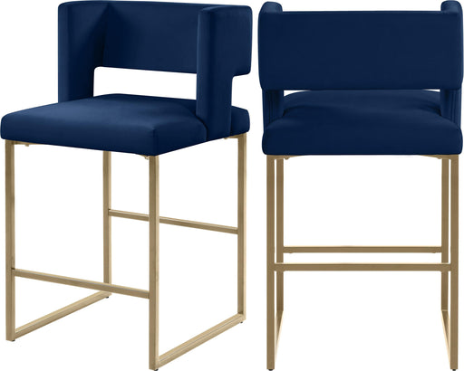 Caleb Navy Velvet Counter Stool - Furniture Stars (Chicago, IL)