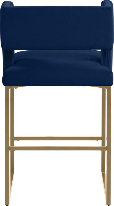 Caleb Navy Velvet Counter Stool - Furniture Stars (Chicago, IL)
