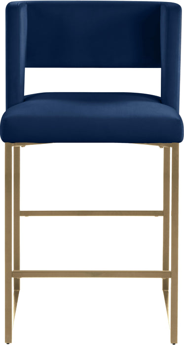 Caleb Navy Velvet Counter Stool - Furniture Stars (Chicago, IL)