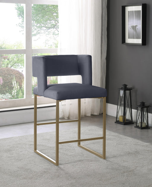 Caleb Grey Velvet Counter Stool - Furniture Stars (Chicago, IL)