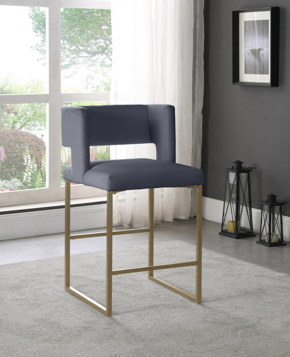Caleb Grey Velvet Counter Stool - Furniture Stars (Chicago, IL)