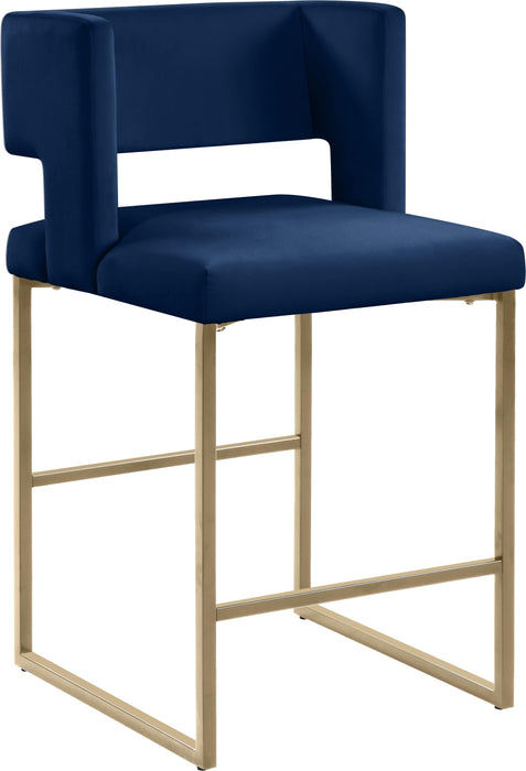 Caleb Navy Velvet Counter Stool - Furniture Stars (Chicago, IL)
