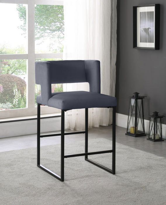 Caleb Grey Velvet Counter Stool - Furniture Stars (Chicago, IL)