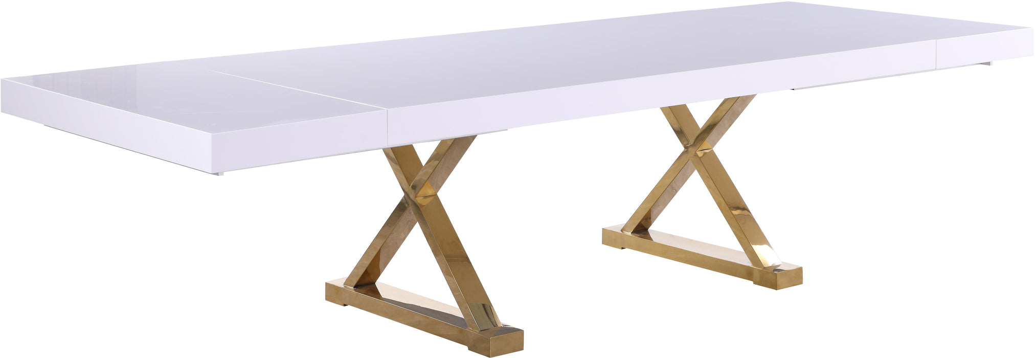 Excel White Lacquer Extendable Dining Table (3 Boxes) - Furniture Stars (Chicago, IL)