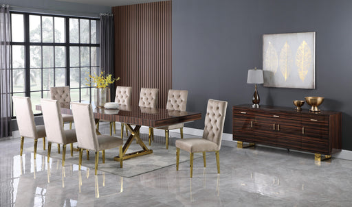 Excel Brown Zebra Wood Veneer Lacquer Extendable Dining Table (3 Boxes) - Furniture Stars (Chicago, IL)