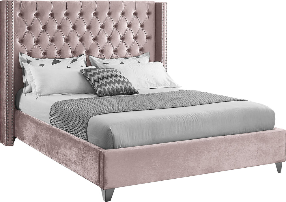 Aiden Pink Velvet Queen Bed - Furniture Stars (Chicago, IL)