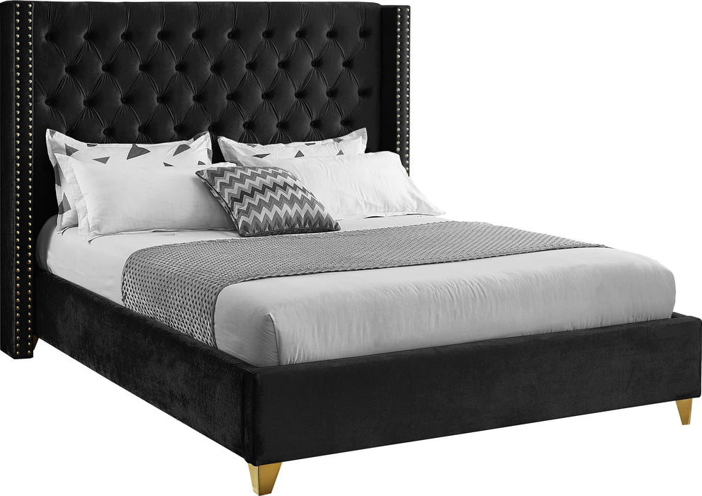 Barolo Black Velvet King Bed - Furniture Stars (Chicago, IL)