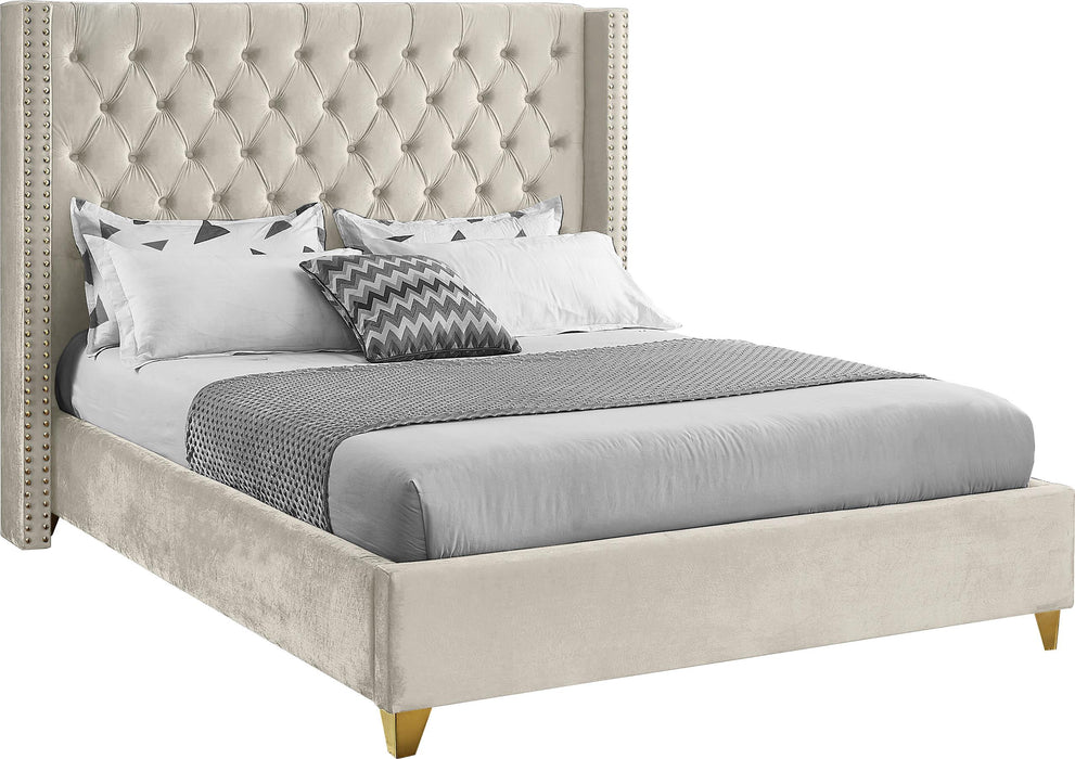 Barolo Cream Velvet Queen Bed - Furniture Stars (Chicago, IL)