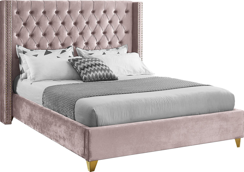 Barolo Pink Velvet Queen Bed - Furniture Stars (Chicago, IL)