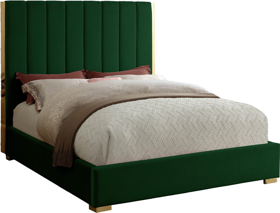 Becca Green Velvet Queen Bed - Furniture Stars (Chicago, IL)